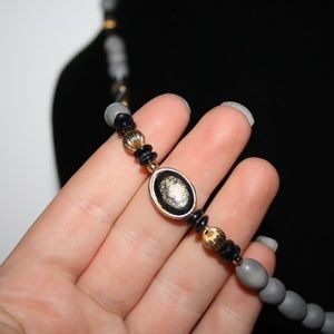 Vintage Jewelry - Beautiful gray gold and black cloisonne necklace Vintage Jewelry - Beautiful gray gold and black cloisonne necklace